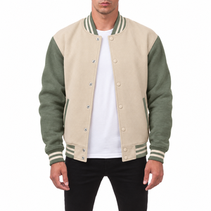 Wholesale Price Blank Varsity Jacket <b>Men</b> Streetwear Oversized Plain Letterman Jacket Snap Button Slim Fit Bomber Jacket - Product Image 5