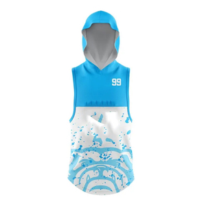 Ensemble de sweat-shirts sans manches personnalisés imprimés par sublimation avec le numéro 99, motif bleu et blanc, vêtements de sport unisexes pour adultes - Product Image 3