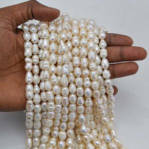 Nueva Llegada, Perlas de Agua Dulce Naturales Blancas de 7mm 8mm con Certificación IGI, Forma Irregular Barroca, Cuentas de Piedras Preciosas, Joyería Fina para Mujer - Product Image 1