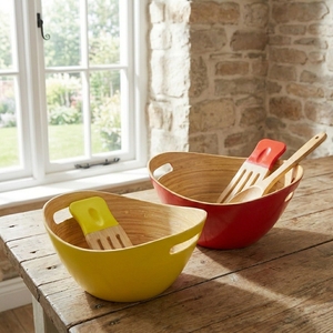 Ensemble de saladiers en bambou naturel tissé à la main, saladiers et bols de service pour une cuisine durable - Product Image 4