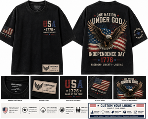 T-shirt Homme Oversize Bleu Marine WYNTHREADS Personnalisé avec Imprimé Drapeau Américain Citation Biblique Religieuse Système de Versets Psaume 33:12 Manches Courtes Décontracté - Product Image 6
