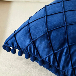 Funda de Cojín de Lujo Azul Marino con Diseño de Diamantes, Funda de Cojín de Terciopelo Azul Marino de Lujo - Product Image 2