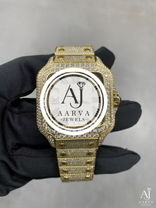 Montre-bracelet mécanique de style mode, couleur or, cadran en cristal, bracelet, boîtier carré, aspect diamant - Product Image 6