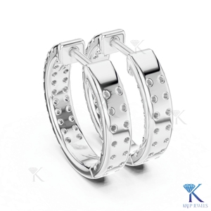 Lab Grown CVD HPHT Diamond Double Row Pave Huggie <b>Hoop</b> <b>Earrings</b> 14K 18K <b>Solid</b> Gold Fine Women Jewelry - Product Image 6