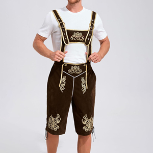Shorts en cuir véritable bavarois vintage pour homme, shorts décontractés, costume traditionnel allemand pour l'Oktoberfest - Product Image 6