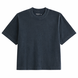 T-shirt décontracté pour homme en coton noir délavé, col rond, manches courtes, coupe classique, design uni, style jersey tricoté - Product Image 4