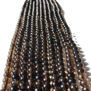 Rudra Gems Smooth Round Polished 8mm Cuentas de cuarzo ahumado Natural Brown Gemstone DIY Strands para la fabricación de joyas - Product Image 1