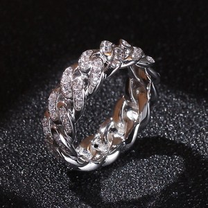Premium 925 Sterling Silver Iced Out Cuban Link <b>Ring</b> <b>for</b> <b>Men</b> Luxury Hip Hop Statement <b>Ring</b> Sparkling Pavé <b>Stone</b> Cuban <b>Ring</b> - Product Image 3
