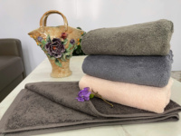 Solid Color Cotton Towel Set Rectangular Plain Dyed Home Use Skin-Friendly Bath/ Hand Towels Low MOQ