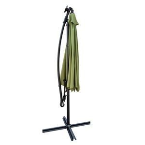 10 ft esterno a energia solare LED illuminato Patio ombrello impermeabile 8 costole a manovella Base croce parasole per giardino ponte cortile - Product Image 4