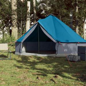 Tente familiale imperméable bleue pour 6 personnes, tente de camping tipi - Product Image 3