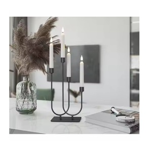 Modern <b>Black</b> Iron 3-Arm Taper Candle Holder Minimalist Metal <b>Candelabra</b> For Wedding Table Centerpiece Home Christmas Decor Stand - Product Image 5