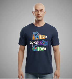 Camiseta Azul Marino Premium de 220 GSM 100% Poliéster, Venta al por Mayor, con Estampado Frontal 'Live Laugh Love' | - Product Image 4