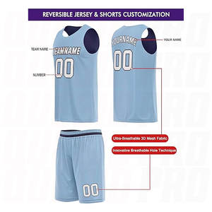 Vêtements de basketball par sublimation, séchage rapide, bleu marine et bleu-gris, maillot sans manches respirant imprimé par sublimation personnalisé - Product Image 3