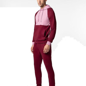 Men's Color Blocking Hooded Tracksuit Set Full Sleeve Casual Autumn Wear Regular Fit <b>Polyester</b> Cotton Material Side Pockets - Product Image 3
