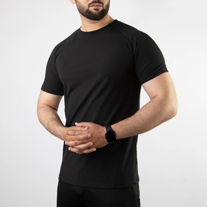 Camiseta de Manga Corta Negra para Hombre, Corte Ajustado, Cuello Redondo, Secado Rápido, Tejido de Punto, Estilo Casual - Product Image 5