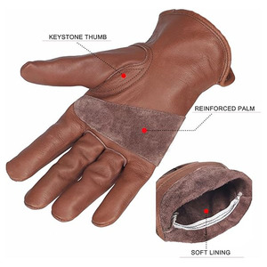 Gants de conduite en cuir de vachette renforcé, résistants à l'abrasion, pour travaux industriels, de sécurité et de jardinage - Product Image 3
