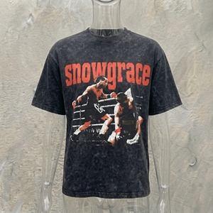 T-shirt à manches courtes pour homme Snowgrace, imprimé tie-dye noir surdimensionné, style streetwear, col rond, jersey en coton - Product Image 4