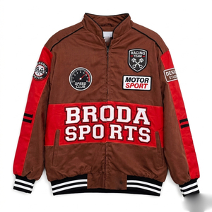 เสื้อแจ็คเก็ตสำหรับแข่งรถปี 2026 แบบ OEM ออกแบบเองได้ ระบายอากาศ แห้งเร็ว ใส่ได้ทั้งฤดูร้อนและฤดูหนาว ผลิตจากผ้าฝ้าย ไซส์พลัส สีสันตามสั่ง ปักลายตามสั่ง - Product Image 1