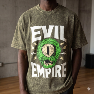 Custom Men Oversized Acid Wash T Shirt Vintage Evil Empire <b>Monster</b> Eye Graphic Print Crewneck Heavyweight Cotton Tee Streetwear - Product Image 1