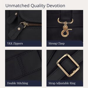 Full Grain <b>Leather</b> <b>Briefcase</b> for Men Top Choice Gifts Handcrafted Laptop Bag with Multiple Compartments Black Messenger bag - Product Image 4