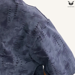 Camiseta Gráfica de Mezcla de Seda/Algodón para Hombre, Estilo Vintage, Denim Desgastado, Corte Holgado, Oversize, Ecológica - Product Image 5