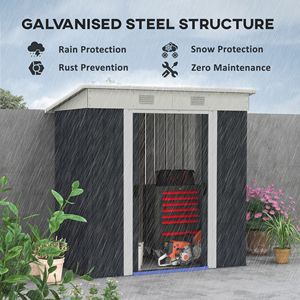 "<b>4x6</b> Metal Garden Shed with Dual Locking Doors 2 Air Vents Steel <b>Frame</b> Backyard Lawn Storage Black" - Product Image 4