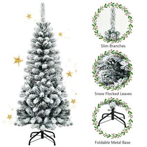 Albero di Natale a forma di matita non illuminato, 1,37 metri, con cerniere e effetto neve, 242 rami - Product Image 5