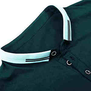 Polo de Algodón para Hombre, Manga Corta, Corte Regular, Tejido de Punto, Ribete en Contraste, Estilo Casual, Color Sólido - Product Image 3