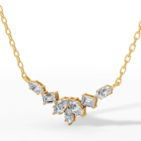 Collier pendentif en or 14 carats avec diamant de laboratoire fantaisie en forme de feuille, émeraude taille marquise, certifié, bijoux de luxe raffinés, cadeau de mariage pour femme