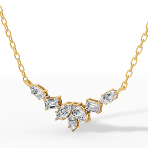 14K Gold Fancy Leaf Lab Grown Diamond <b>Pendant</b> Necklace | <b>Emerald</b> Marquise Cut | Certified Luxury Fine Jewelry Women's Wedding - Product Image 2