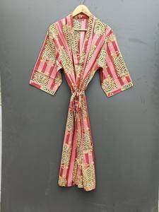 ชุดกิโมโนพิมพ์ลายการ์ตูน Naaz Textile สำหรับผู้หญิง ผ้าฝ้าย 100% ชุดนอนฤดูร้อน ทำมือ ODM คอวี เอวยางยืด ความยาวระดับเข่า - Product Image 5