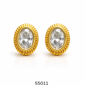 ต่างหูแบบติดหูทรง Asscher ประดับคริสตัลและเพชรเทียมสีทอง ดีไซน์ดั้งเดิมจาก MOLL JEWELLERS เหมาะสำหรับงานปาร์ตี้สำหรับผู้หญิง - Product Image 1