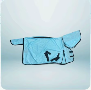 Premium Light <b>Blue</b> Mesh Combo Horse Rug Nylon Canvas Turnout <b>Blanket</b> Double Buckle Neck Straps Durable Horse Protection Gear - Product Image 3