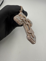 Avira Jewels - Colgante Hip Hop de Plata de Ley 925 con Moissanita Genuina, Certificado IDGL/GRA, Chapado en Oro Rosa, Sin Níquel, Unisex