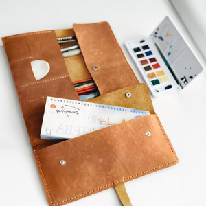 Leather Artist <b>Roll</b> Pencil <b>Roll</b> Case Leather Brush <b>Roll</b> Leather Pencil Holder Artist <b>Tool</b> <b>Roll</b> Paint Brush Holder - Product Image 3
