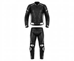Traje de Motociclismo de Cuero Negro y Azul para Hombre, Chaqueta y Pantalones de Protección Resistentes al Viento - Product Image 3