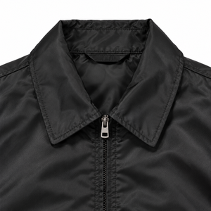 Blouson bomber noir pour homme, coupe-vent, zippé, avec col rabattable - Product Image 4