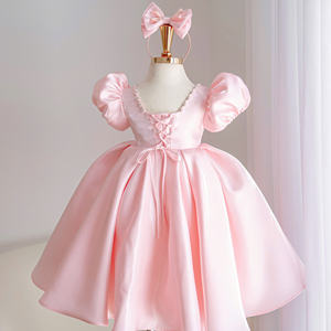 9 Birthday Clothing Factory Puff Sleeve Wholesale Flower <b>Girl</b> <b>Dress</b> Custom Kids <b>Girls</b> Luxury <b>Princess</b> <b>Dress</b> Satin Party <b>Dress</b> - Product Image 4
