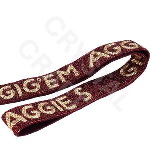 CRYSTAL CRAFT Red Vintage Eco-Friendly Beaded <b>Strap</b> with Custom Text Fashionable Trendy Handbag Accessory - Product Image 3