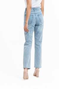 Jeans ajustados para mujer, cintura alta, pierna recta, pantalones vaqueros azul claro elegantes, servicios OEM con logotipo personalizado - Product Image 5