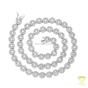 Collier classique en argent sterling 925 avec des pierres de diamants de laboratoire radieuses en or, idéal pour la bijouterie - Product Image 6