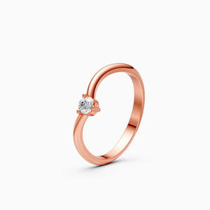 Bague minimaliste légère en or jaune, blanc et rose 9 carats avec diamant solitaire rond de 0,1 ct, cultivé en laboratoire, pour usage quotidien - Product Image 1