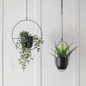 Macetero Colgante de Metal Moderno con Ganchos, Soporte de Pared Interior/Exterior, Macetero Minimalista de Mediados de Siglo para Decoración del Hogar - Product Image 5