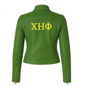 Chaqueta de Motociclista para Mujer Chi Eta Phi, Estilo Griego, Chaqueta de Cuero PU Estilo Racing, Ropa de Moda para Hermandades - Product Image 4
