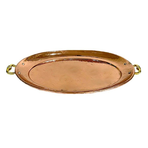 Set Of 2 Copper Hammered Food Serving <b>Tray</b> Oval Shape For Home Kitchenware Tabletop <b>Snacks</b> & Drinks Serving <b>Trays</b> - Product Image 3