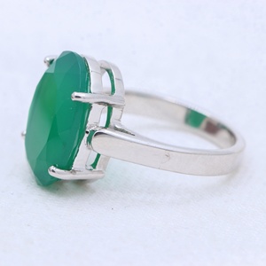 Pierre précieuse en onyx vert naturel 925 argent sterling massif fait à la main pour femmes bagues bijoux pour grossiste - Product Image 2