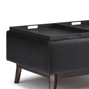 Owen Distressed Black Tray Top Storage Ottoman <b>Small</b> Coffee Table <b>Stool</b> - Product Image 3