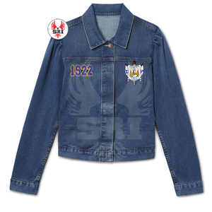 Sigma Gamma Rho Sorority Embroidery Women Denim Jeans Jacket | ZPB Sorority Embroidered Women Distressed Denim Jean Jackets - Product Image 5