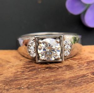 1.5 Carat <b>Mens</b> Moissanite <b>Ring</b> 925 Sterling <b>Silver</b> White Gold Plated Wedding Band D Color Factory Wholesale <b>Ring</b> - Product Image 1